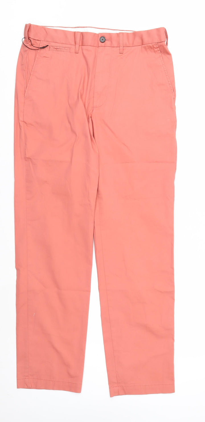 Marks and Spencer Men's Pink Chino Trousers 32W 31L Straight Fit