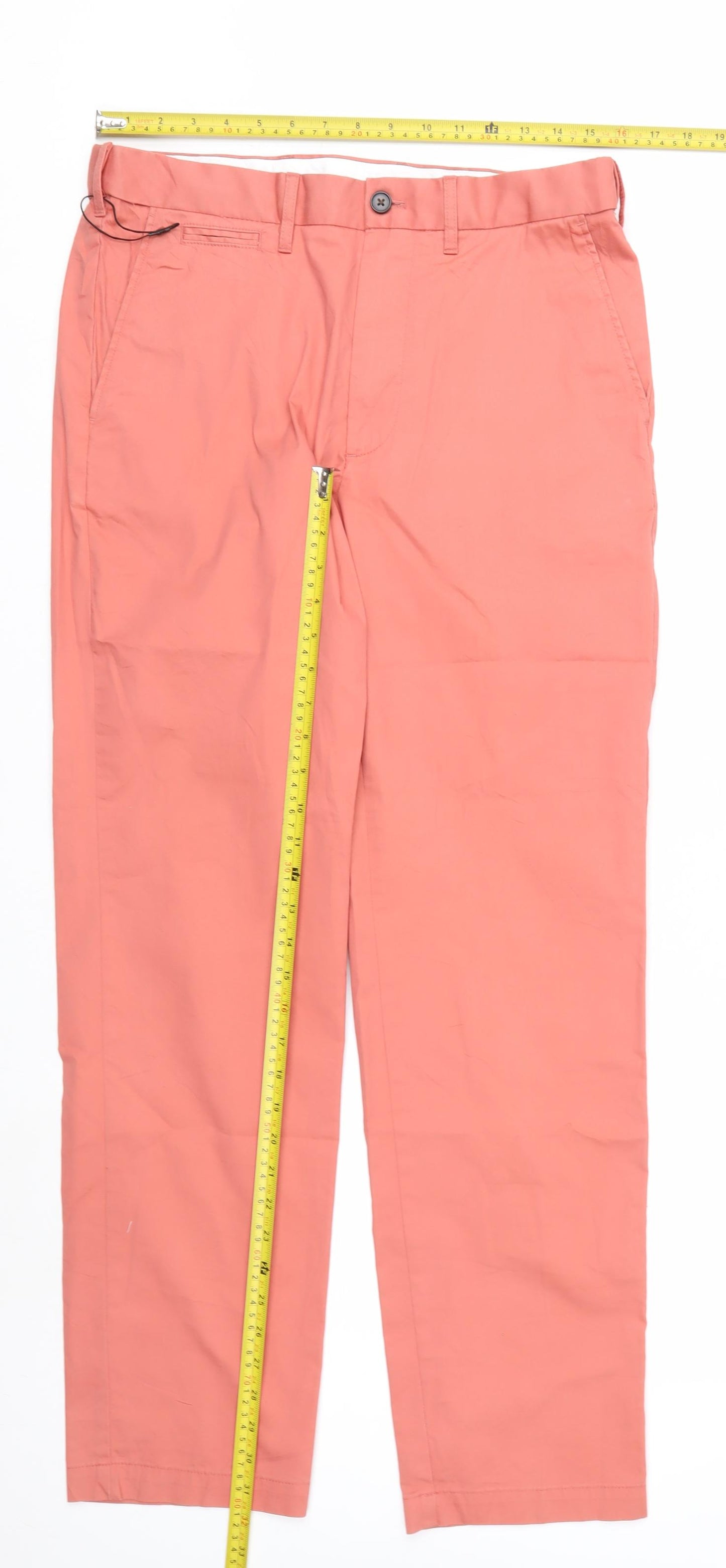 Marks and Spencer Men's Pink Chino Trousers 32W 31L Straight Fit