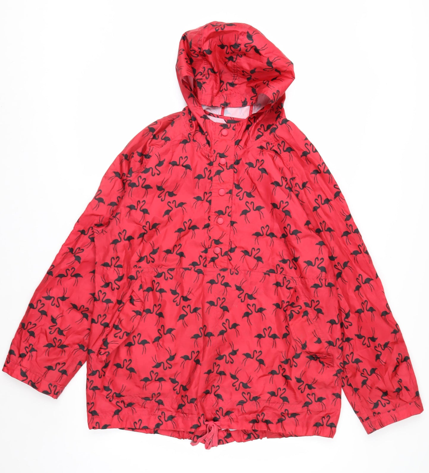 Next Women Red Flamingo Hooded Rain Coat Jacket M