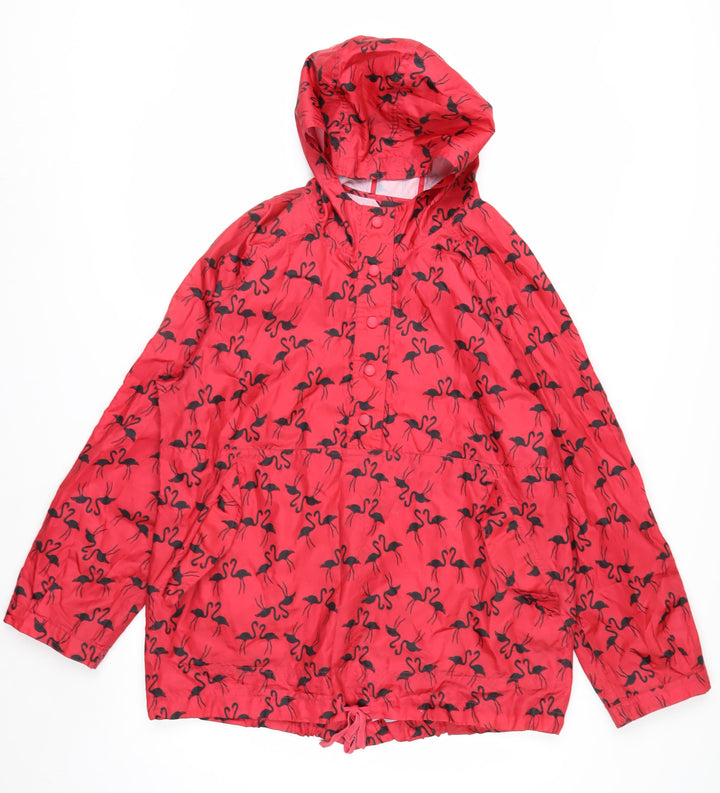 Next Women Red Flamingo Hooded Rain Coat Jacket M