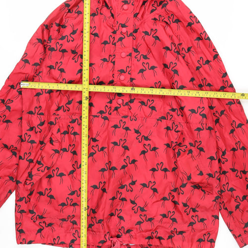 Next Women Red Flamingo Hooded Rain Coat Jacket M