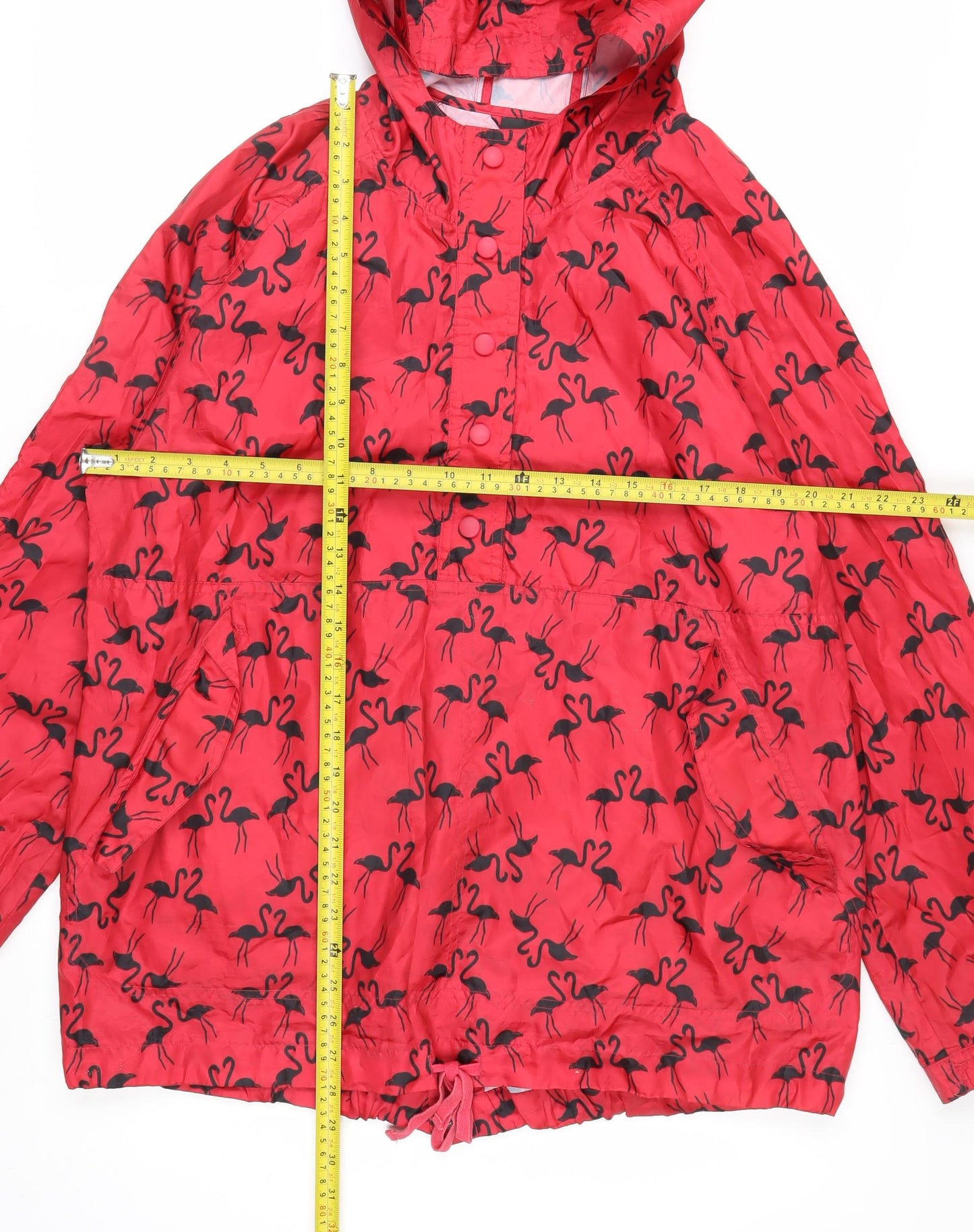 Next Women Red Flamingo Hooded Rain Coat Jacket M