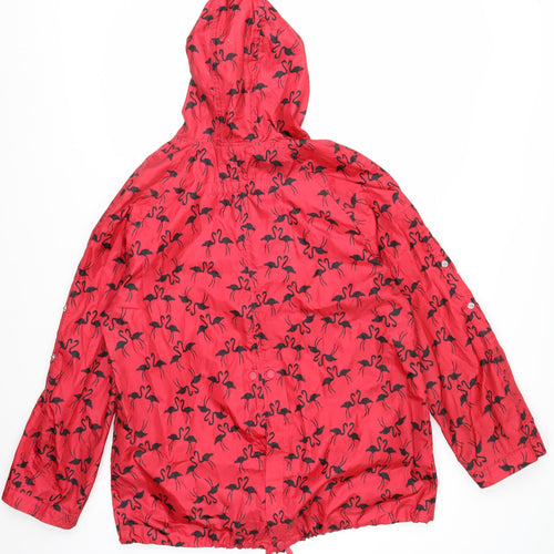 Next Women Red Flamingo Hooded Rain Coat Jacket M
