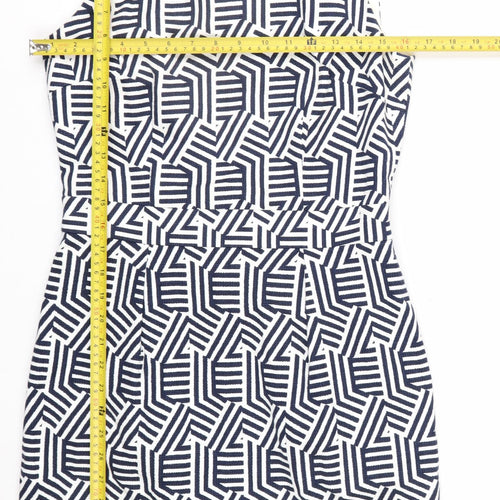 Boden Women’s Blue White Geometric Sheath Dress Size 10 Sleeveless