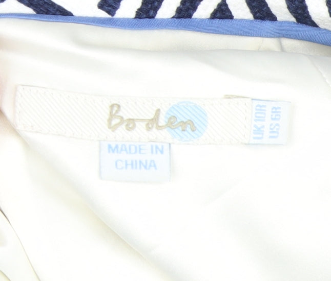Boden Women’s Blue White Geometric Sheath Dress Size 10 Sleeveless