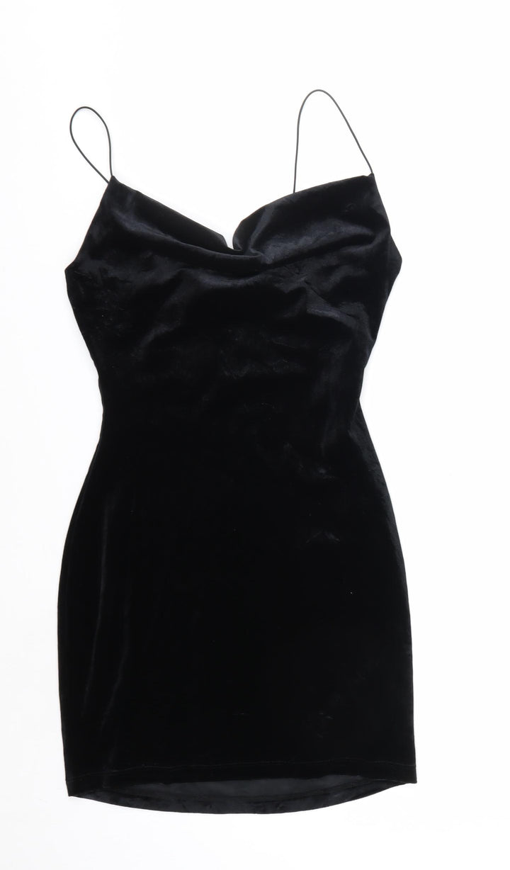 B.Darlin Women's Black Velvet Cowl Neck Slip Dress M