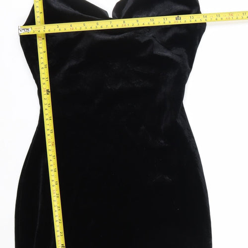 B.Darlin Women's Black Velvet Cowl Neck Slip Dress M