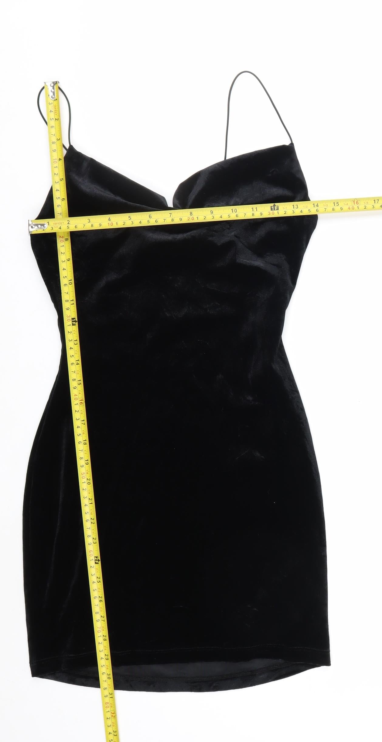 B.Darlin Women's Black Velvet Cowl Neck Slip Dress M