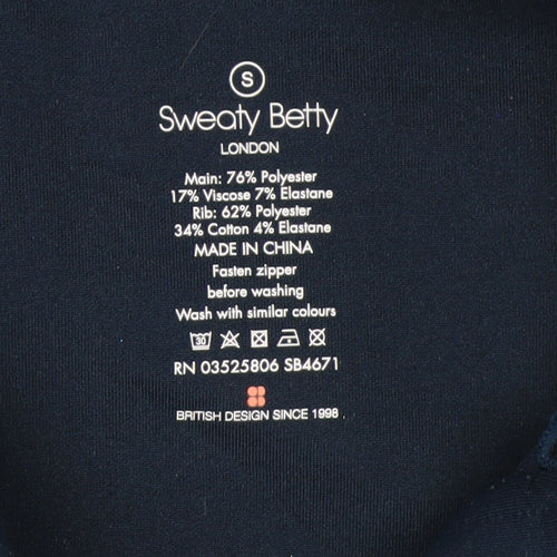 Sweaty Betty Women's Navy Full Zip Hoodie Size S Polyester Blend