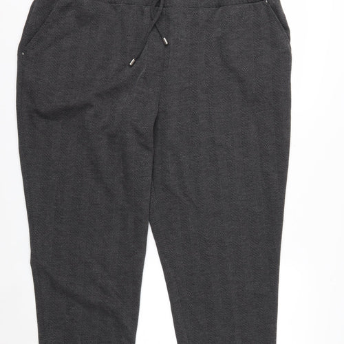 Bonmarché Womens Grey Herringbone Straight Leg Trousers Size 22