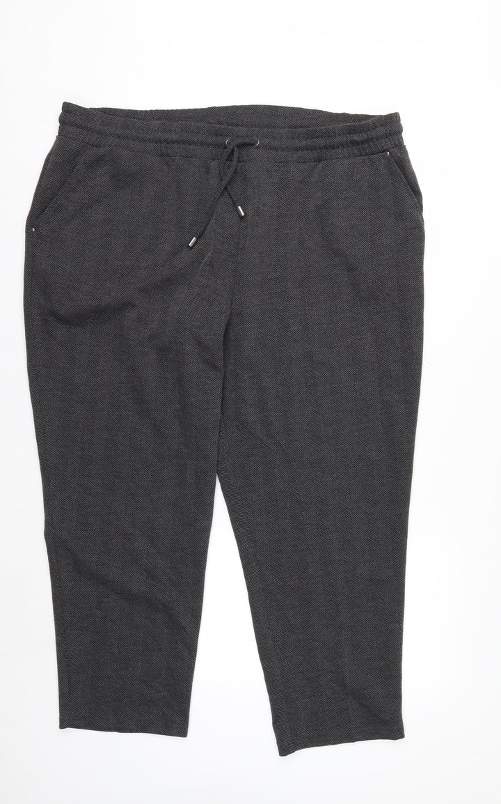 Bonmarché Womens Grey Herringbone Straight Leg Trousers Size 22