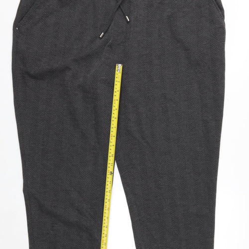 Bonmarché Womens Grey Herringbone Straight Leg Trousers Size 22