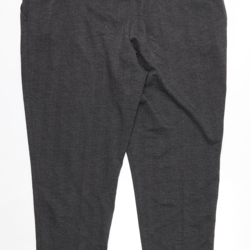 Bonmarché Womens Grey Herringbone Straight Leg Trousers Size 22