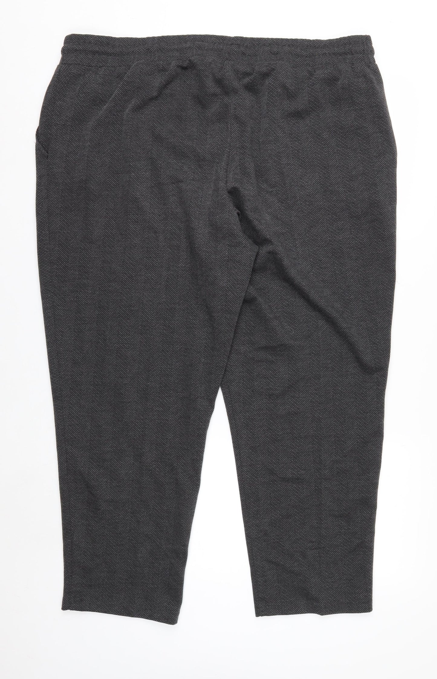 Bonmarché Womens Grey Herringbone Straight Leg Trousers Size 22