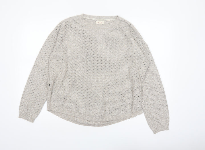 Fat Face Women’s Beige Knit Crew Neck Jumper UK 16 Cotton Blend
