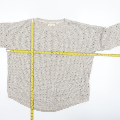 Fat Face Women’s Beige Knit Crew Neck Jumper UK 16 Cotton Blend