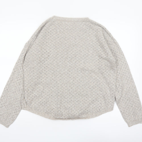 Fat Face Women’s Beige Knit Crew Neck Jumper UK 16 Cotton Blend