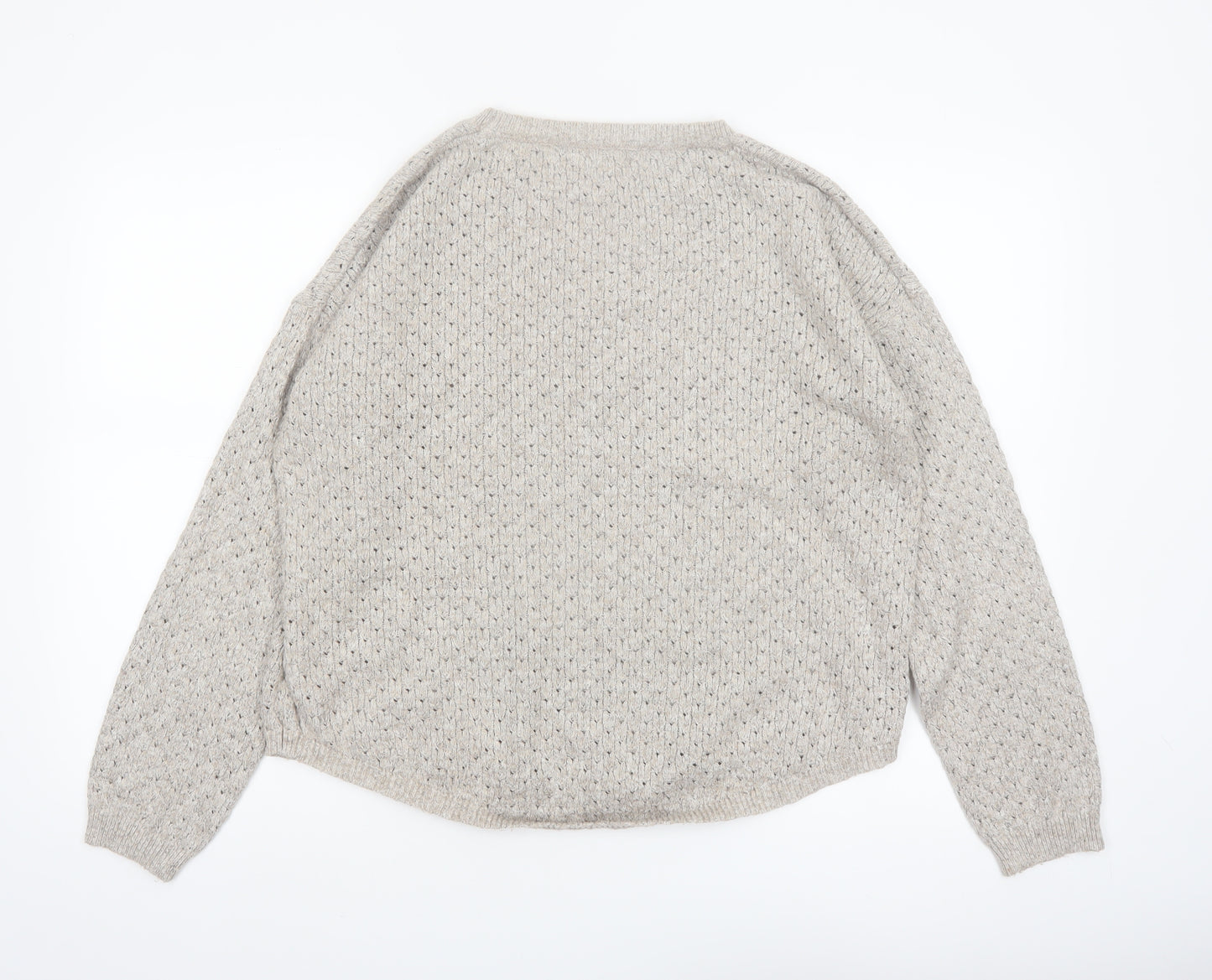 Fat Face Women’s Beige Knit Crew Neck Jumper UK 16 Cotton Blend