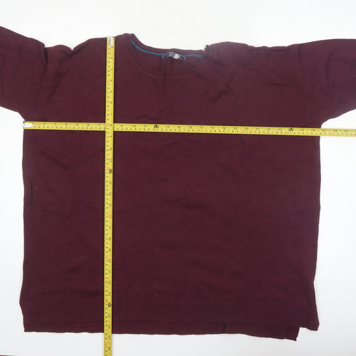 Joules Women Burgundy Knit Pullover Jumper UK 18 Acrylic Cotton Blend