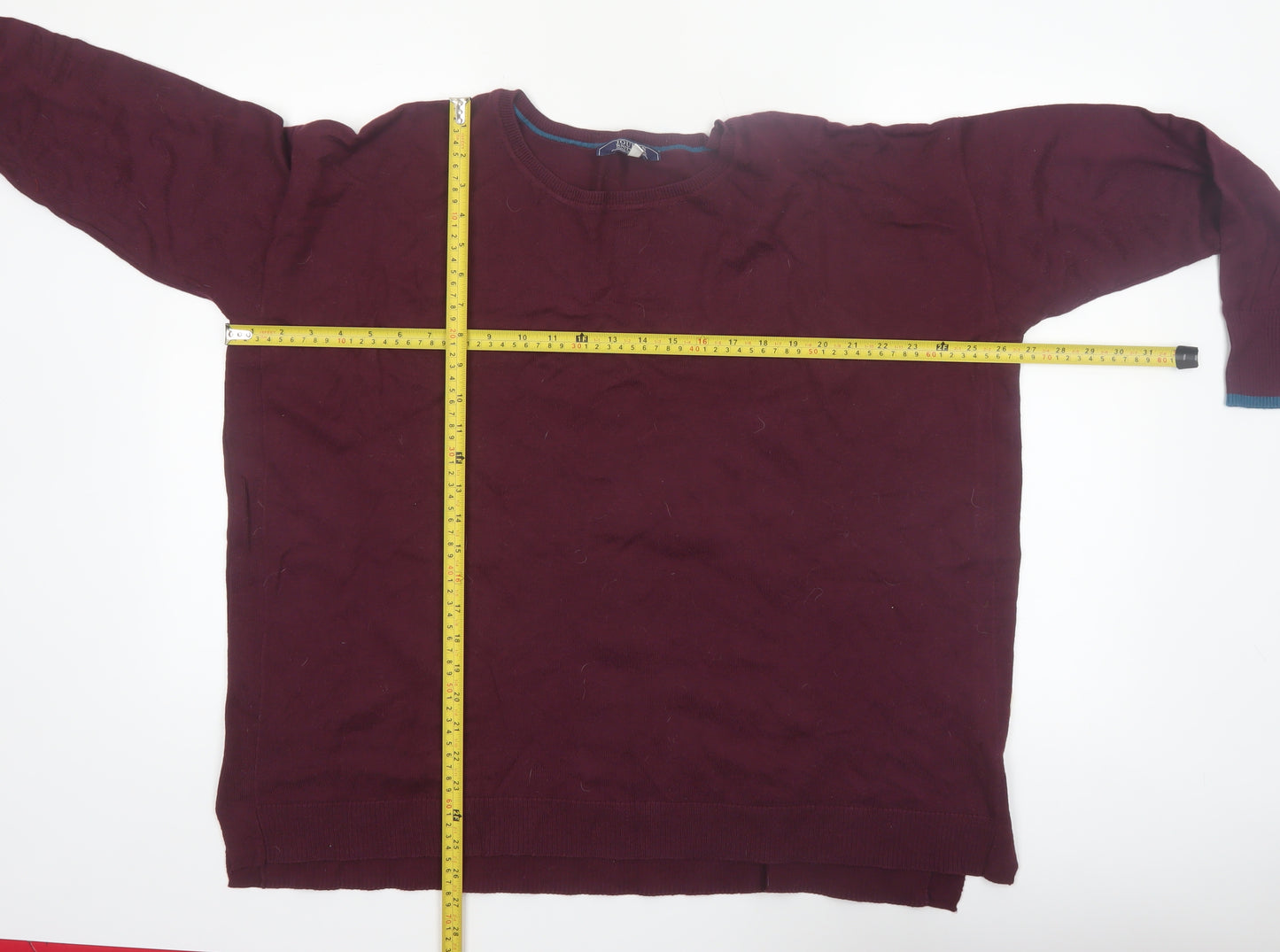 Joules Women Burgundy Knit Pullover Jumper UK 18 Acrylic Cotton Blend