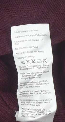 Joules Women Burgundy Knit Pullover Jumper UK 18 Acrylic Cotton Blend