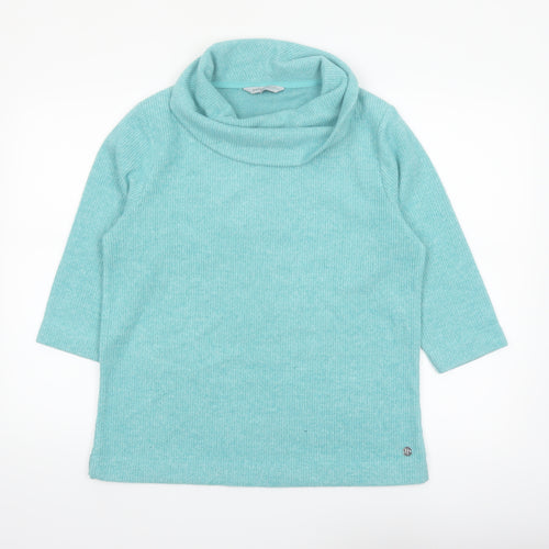 Penny Plain Women Blue Cowl Neck 3/4 Sleeve Pullover Sweatshirt Size 16