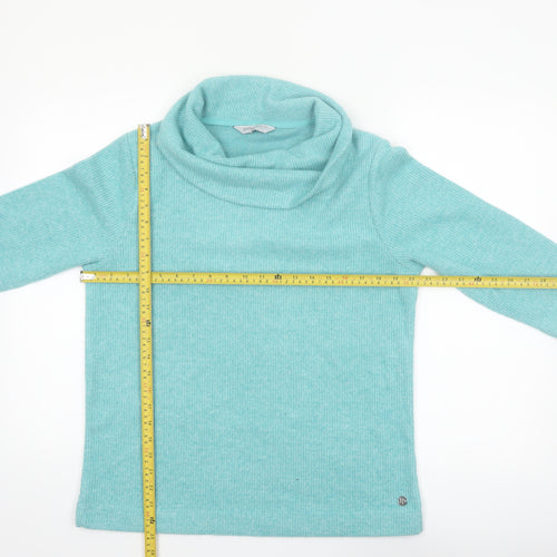 Penny Plain Women Blue Cowl Neck 3/4 Sleeve Pullover Sweatshirt Size 16