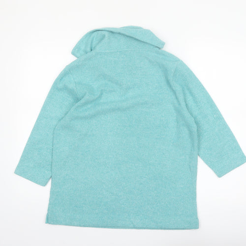 Penny Plain Women Blue Cowl Neck 3/4 Sleeve Pullover Sweatshirt Size 16