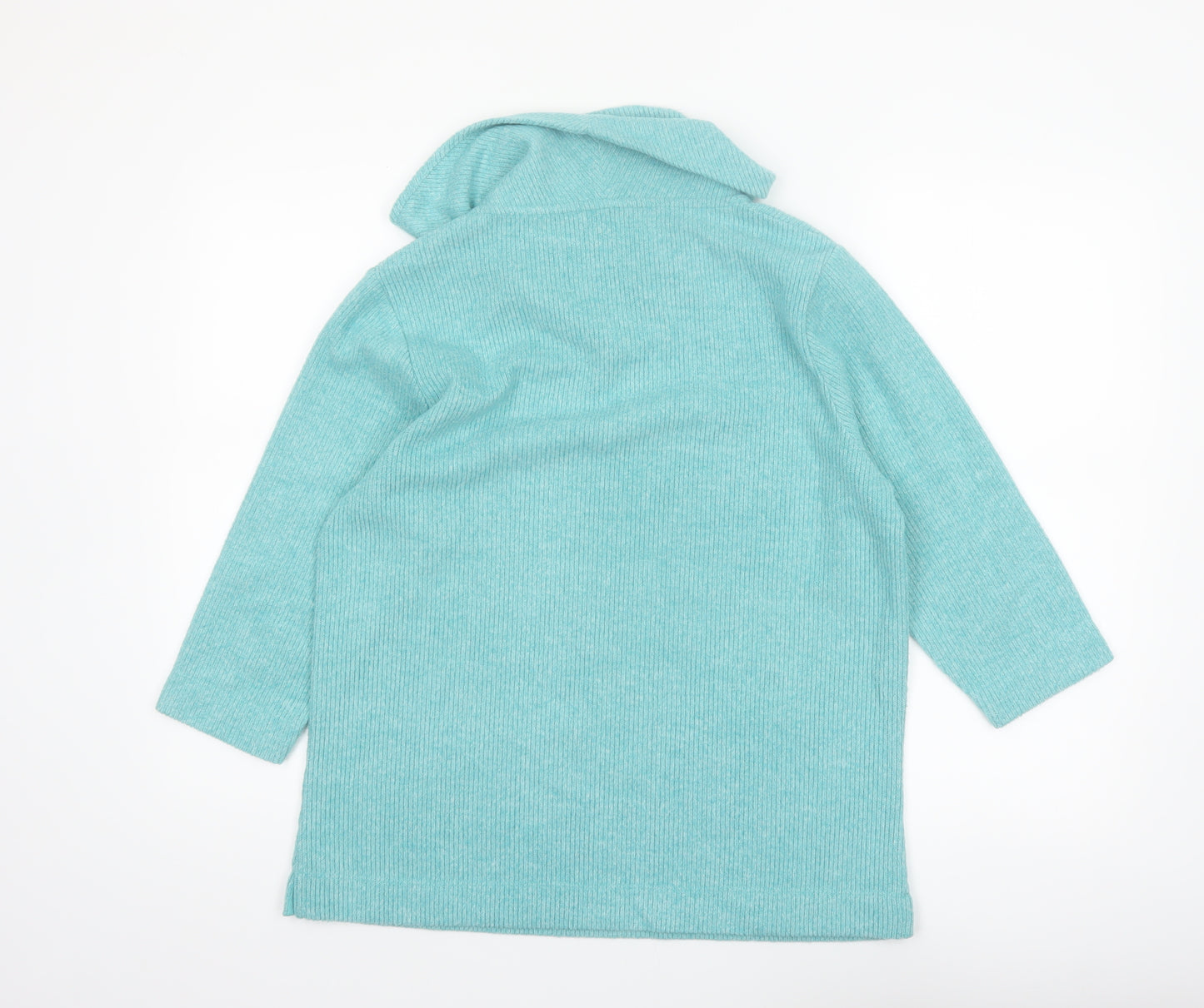 Penny Plain Women Blue Cowl Neck 3/4 Sleeve Pullover Sweatshirt Size 16