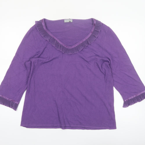 Marks and Spencer Per Una Women’s Purple Ruffle V-Neck Jumper Size 20