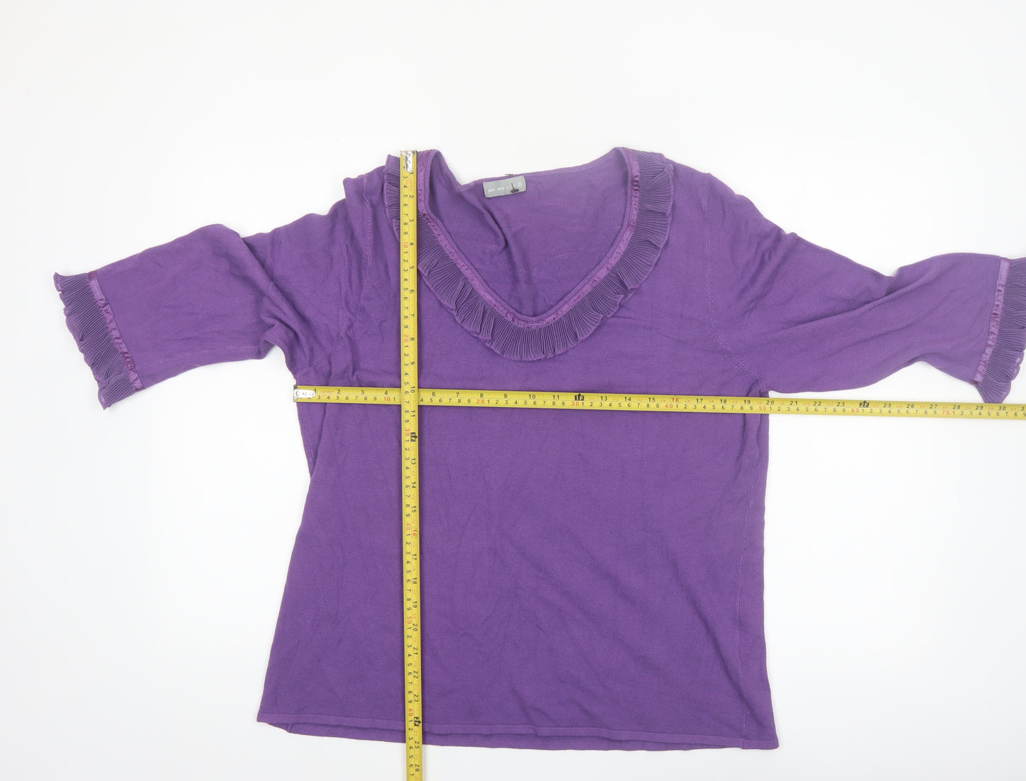 Marks and Spencer Per Una Women’s Purple Ruffle V-Neck Jumper Size 20