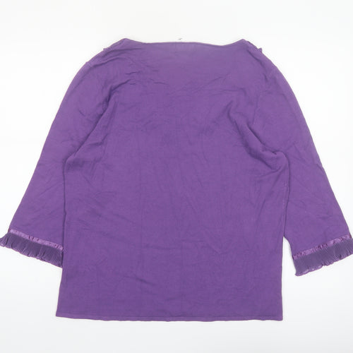 Marks and Spencer Per Una Women’s Purple Ruffle V-Neck Jumper Size 20
