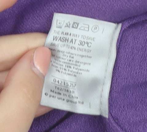 Marks and Spencer Per Una Women’s Purple Ruffle V-Neck Jumper Size 20