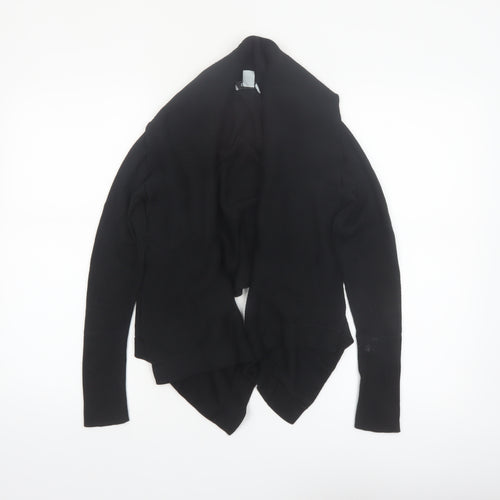 DKNY Womens Black XS Open Front Cotton Acrylic Cardigan