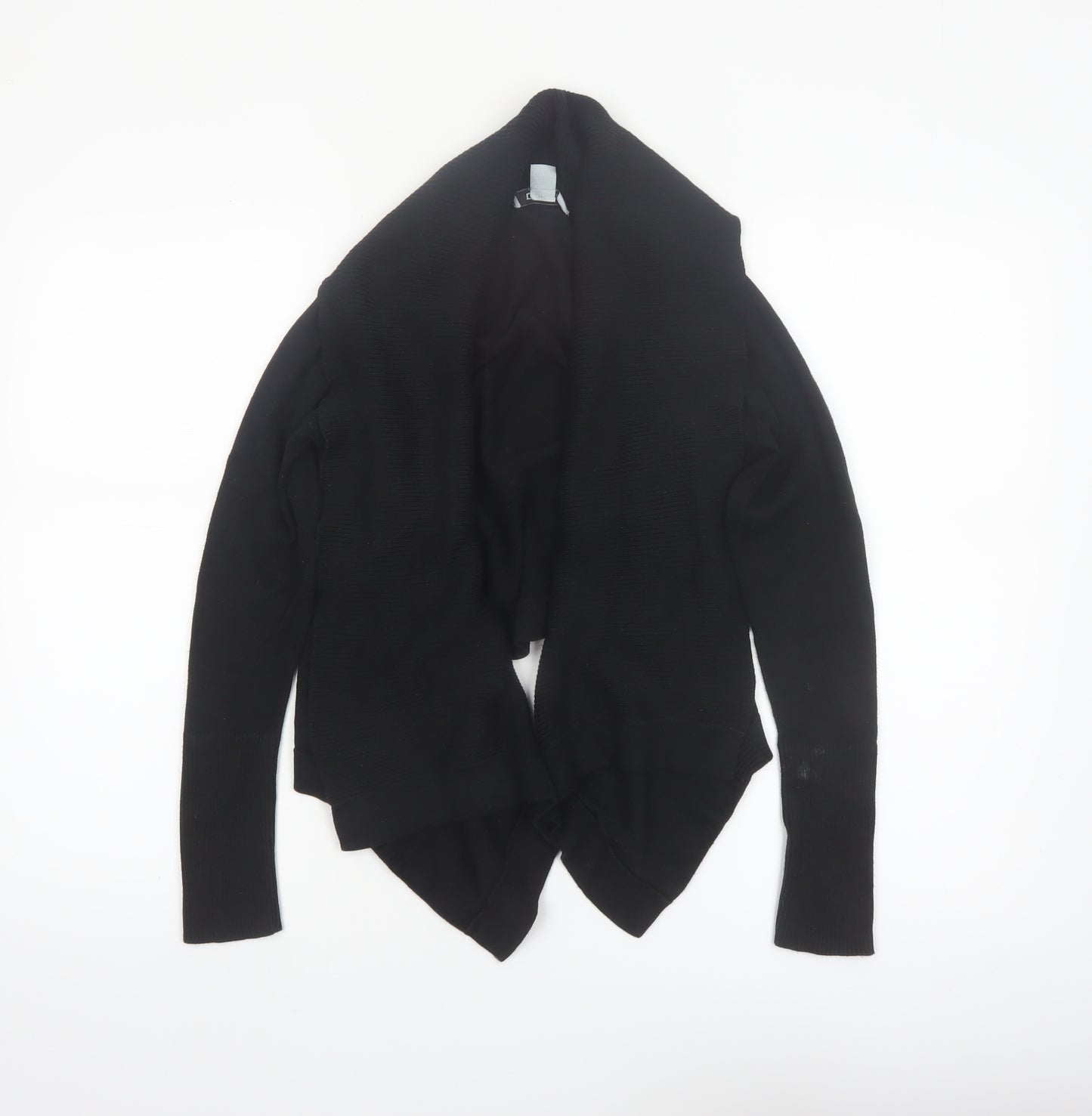 DKNY Womens Black XS Open Front Cotton Acrylic Cardigan