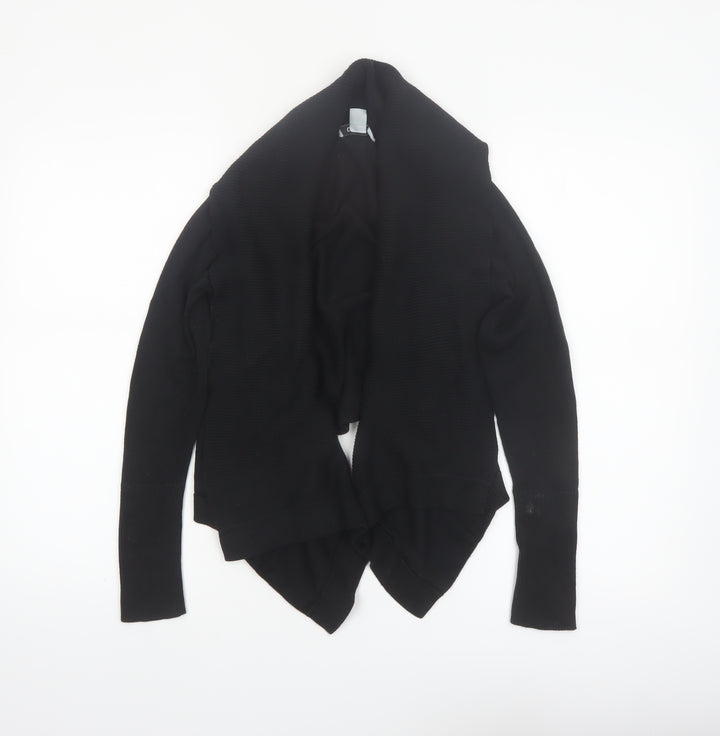 DKNY Womens Black XS Open Front Cotton Acrylic Cardigan