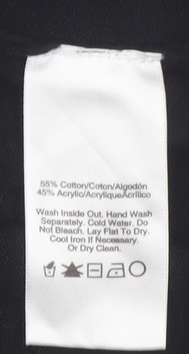 DKNY Womens Black XS Open Front Cotton Acrylic Cardigan