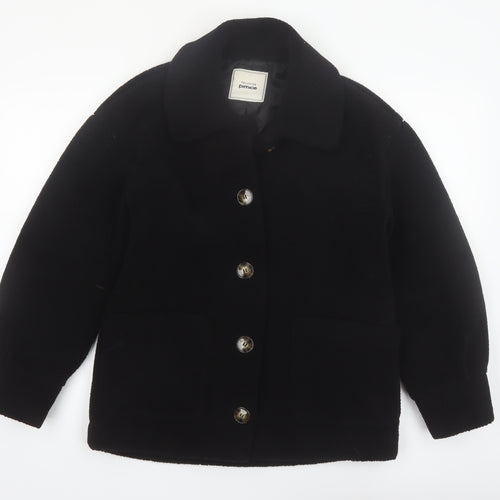 Pimkie Women's Black Fleece Button Coat Size 10 Classic Style