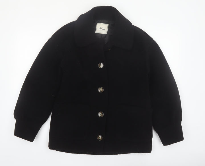 Pimkie Women's Black Fleece Button Coat Size 10 Classic Style
