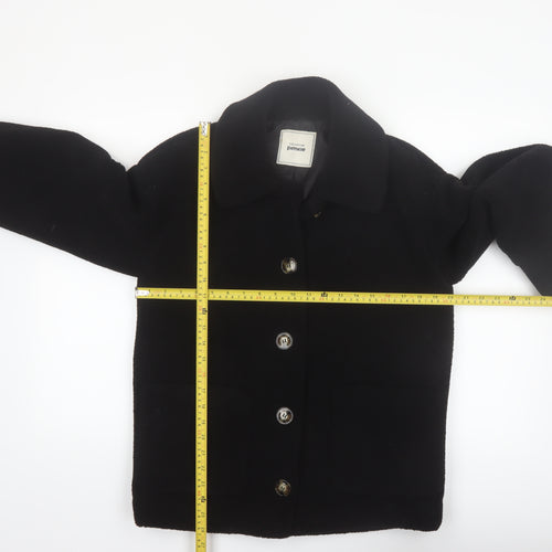 Pimkie Women's Black Fleece Button Coat Size 10 Classic Style