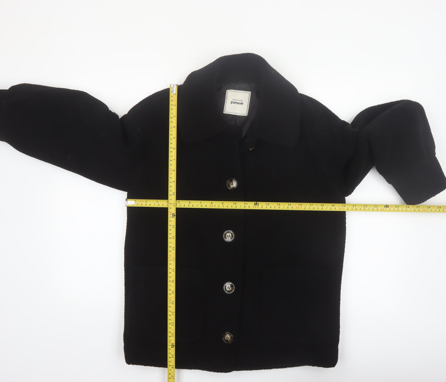 Pimkie Women's Black Fleece Button Coat Size 10 Classic Style