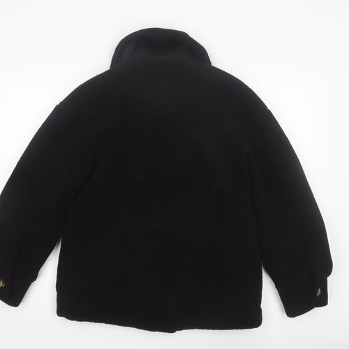 Pimkie Women's Black Fleece Button Coat Size 10 Classic Style