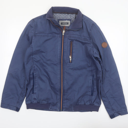 Arrow Men's Blue Cotton Bomber Jacket Size M Full Zip Casual