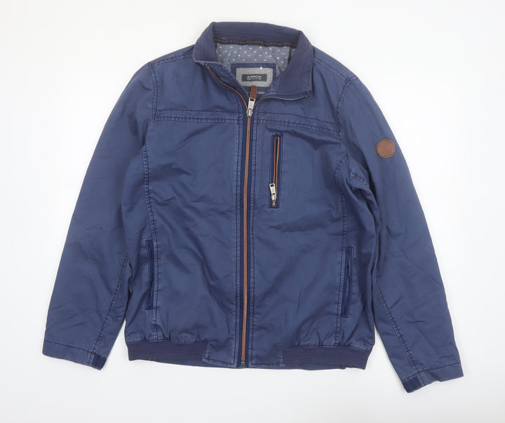 Arrow Men's Blue Cotton Bomber Jacket Size M Full Zip Casual