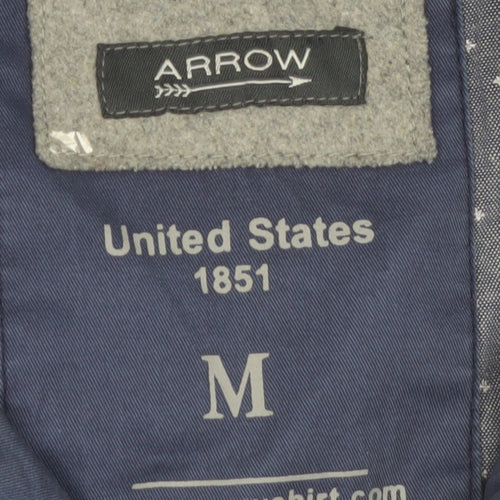 Arrow Men's Blue Cotton Bomber Jacket Size M Full Zip Casual