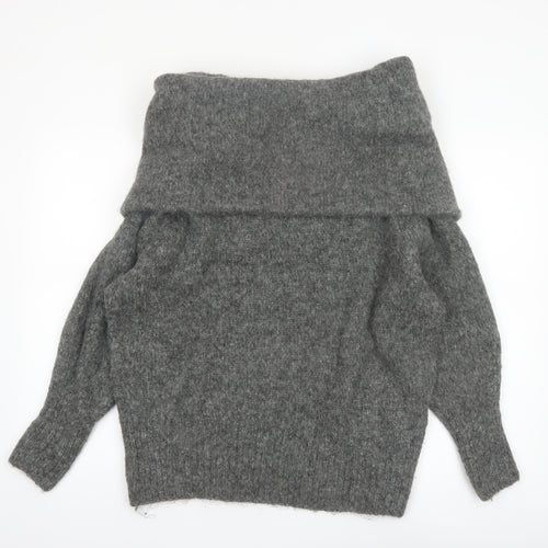 H&M Womens Grey Cowl Neck Long Sleeve Knit Jumper Size L