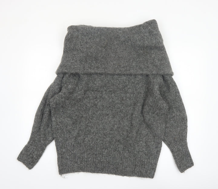 H&M Womens Grey Cowl Neck Long Sleeve Knit Jumper Size L