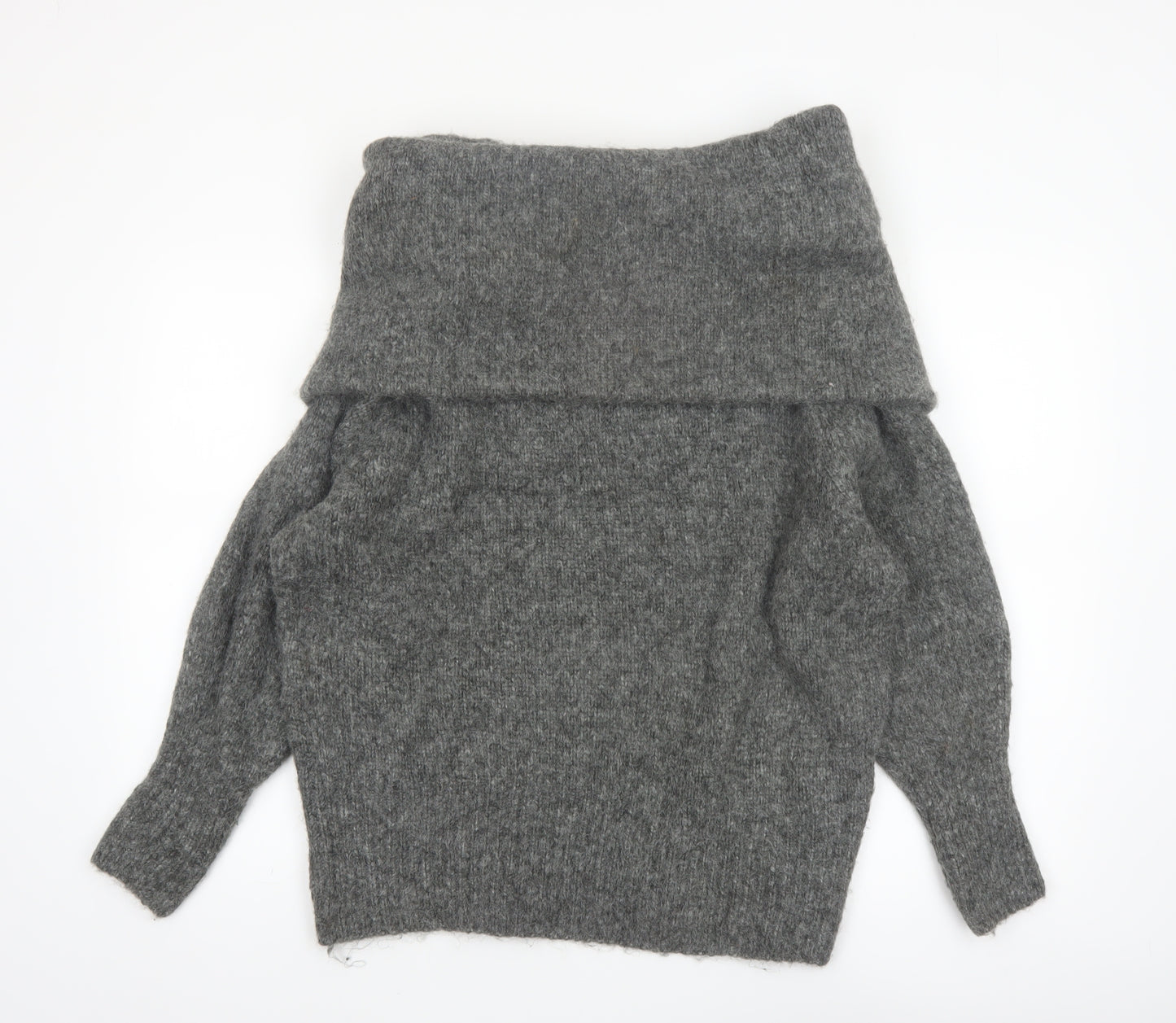 H&M Womens Grey Cowl Neck Long Sleeve Knit Jumper Size L