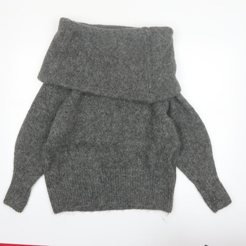 H&M Womens Grey Cowl Neck Long Sleeve Knit Jumper Size L