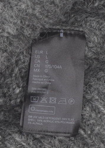 H&M Womens Grey Cowl Neck Long Sleeve Knit Jumper Size L